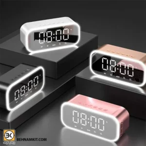 ساعت زنگدار + موزیک پلیر کارت + اسپیکر بلوتوث (بوم باکس) + رادیو FM و پایه نگه دارنده موبایل