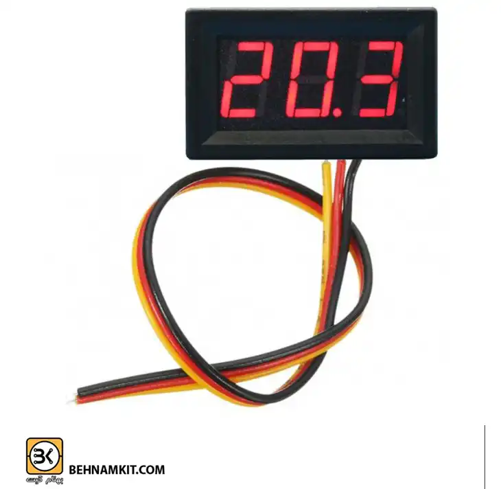 panelly-0-100v-3wire-red-600x600 copy ولت متر پنلی سه رقمی 100 ولت / قرمز / سه سیم - Image 1