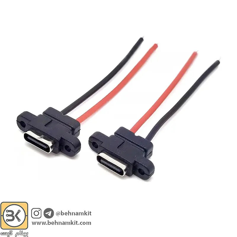 380123 کانکتور USB Type-C مادگی روپنلی پیچ خور - تصویر 1