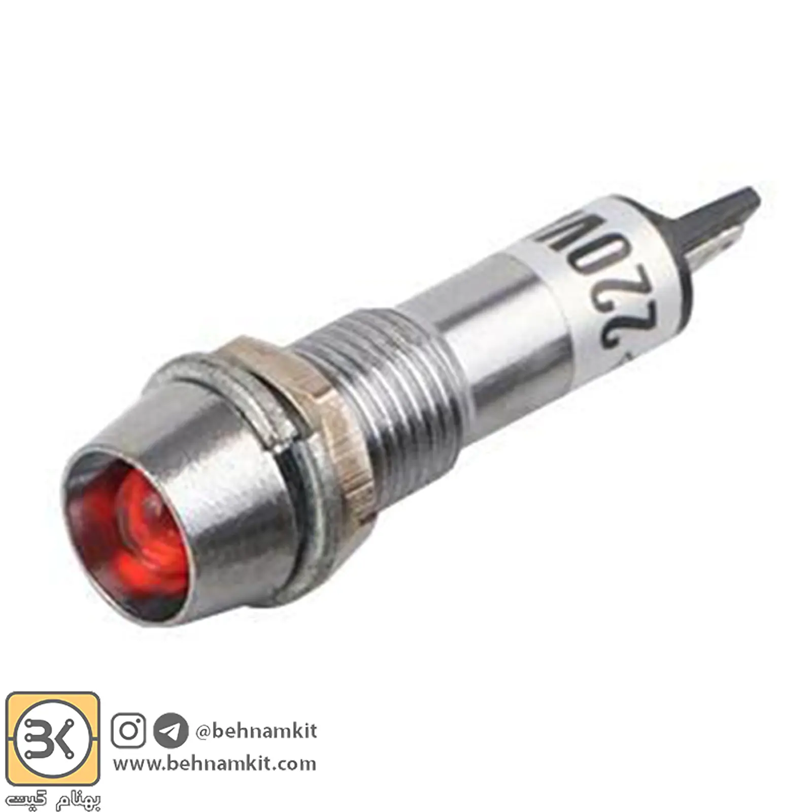 5203081-Metal signal light 220V diameter 8 red XD8-220V-1 چراغ سیگنال فلزی ۲۲۰ ولت قطر ۸ قرمز XD8-220V - Image 1