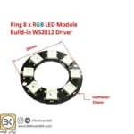 ماژول 8 تایی LED RGB حلقه‌ای WS2812B - Image 4