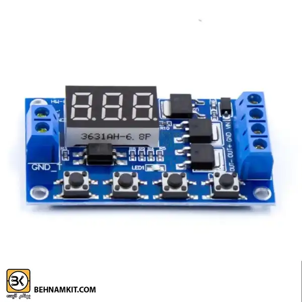 timing-delay-switch-circuit-with-double-control-board-600x600 copy ماژول تایمر قابل تنظیم 12 تا 24 ولت با خروجی CMOS - Image 1